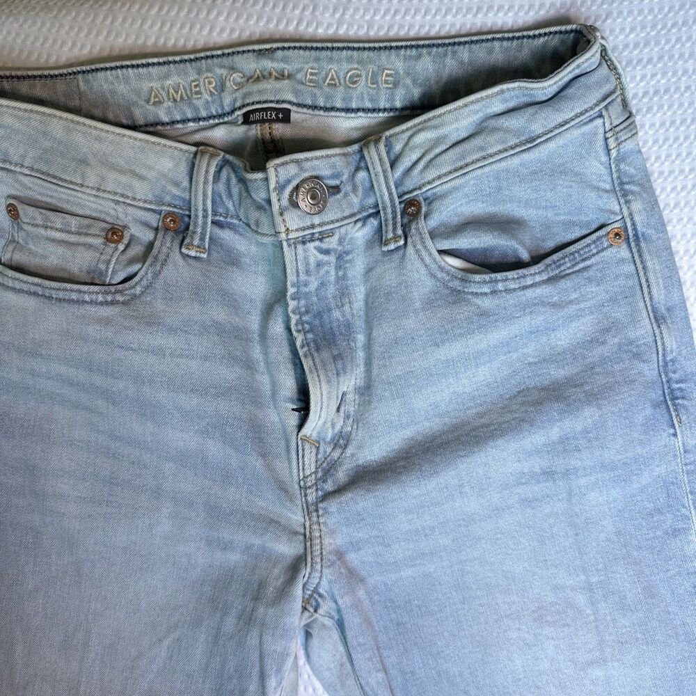 American Eagle Airflex+ Slim Straight Light Wash Jeans Mens 32x30 Blue Denim